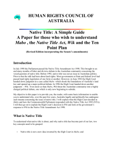 Native Title: A Simple Guide - Human Rights Council of Australia
