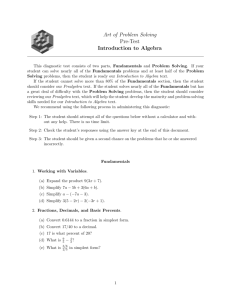 Art of Problem Solving Pre-Test Introduction to Algebra