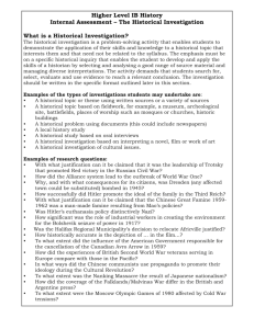 Higher Level IB History Internal Assessment – The Historical