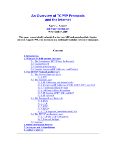 An Overview of TCP/IP Protocols and the Internet