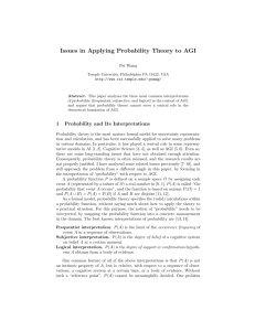 Issues in Applying Probability Theory to AGI