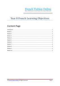 Year 8 French Learning Objectives