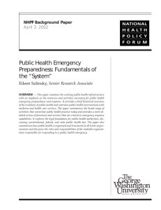 Public Health Emergency Preparedness: Fundamentals of the 'System'