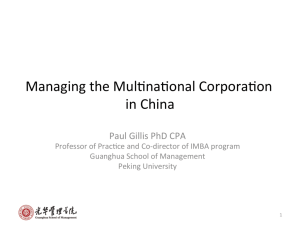Managing the Muljnajonal Corporajon in China