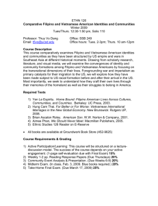 ETHN 126 Comparative Filipino and Vietnamese American