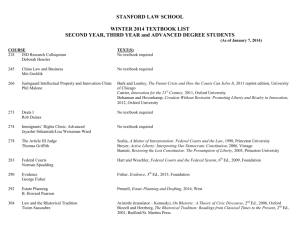 STANFORD LAW SCHOOL WINTER 2014 TEXTBOOK LIST