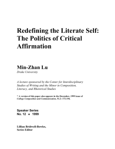 Redefining the Literate Self: The Politics of