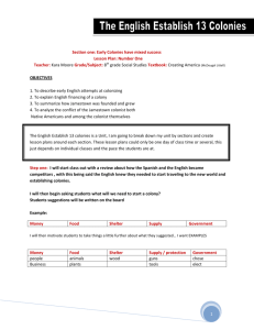 Thirteen Colonies Lesson Plan and Rubric