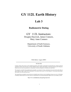 GY 112L Earth History - University of South Alabama