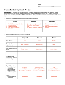 Solution Conductivity Part 1: Pre-Lab