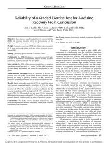 Reliability of a Graded Exercise Test for Assessing Recovery From