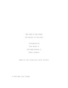 THE LORD OF THE RINGS The Return of the King Screenplay by