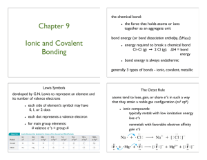 Chapter 9 Ionic and Covalent Bonding