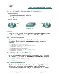 Lab 5.6c Configuring AAA Using Local Authentication