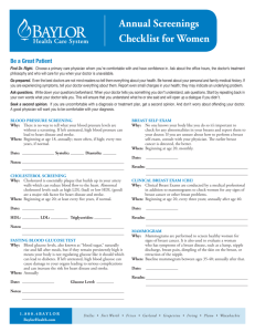 Annual Screenings Checklist for Women