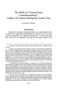 The Myth of "Laissez-Faire Constitutionalism": Liberty of Contract