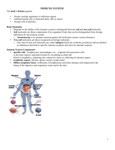 Training Handout for the Immune System