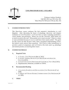 Civil Procedure II § 1 - Southern Illinois University School of Law
