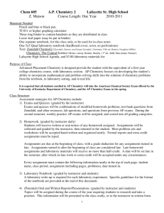 Chem 605 AP Chemistry 2 Lafayette Sr. High School Z