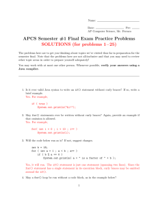 APCS Semester #1 Final Exam Practice Problems SOLUTIONS (for