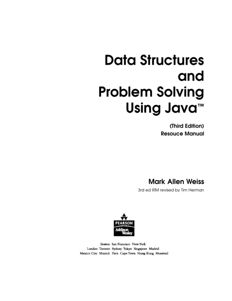 data structures and problem solving using java 4th edition solutions