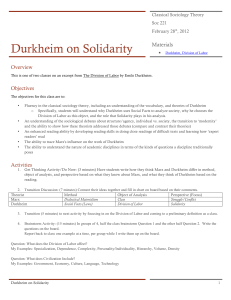 Durkheim on Solidarity
