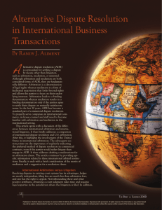 Alternative Dispute Resolution in International Business Transactions