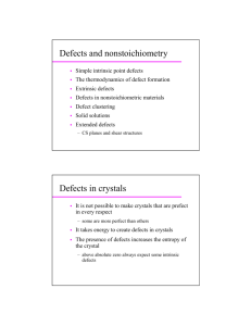 Defects and nonstoichiometry Defects in crystals