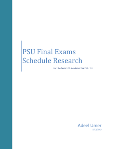 PSU Final Exams Schedule Research