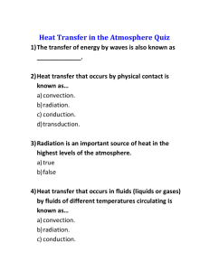 Heat Transfer in the Atmosphere Quiz