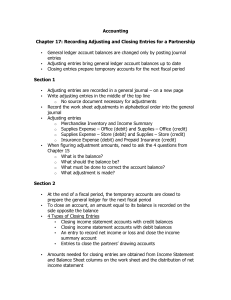 Accounting Chapter 17: Recording Adjusting and Closing Entries for