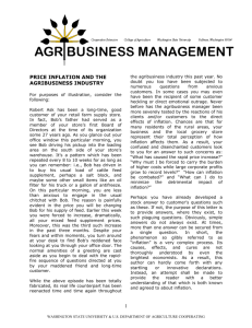 1 PRICE INFLATION AND THE AGRIBUSINESS INDUSTRY