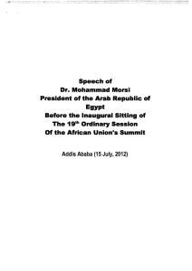 Speech of Dr. Mohammad Morsi President of the