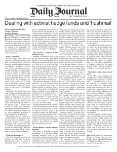 Dealing with activist hedge funds and 'hushmail'