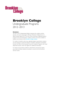 Undergraduate Bulletin 2012–2013 - Brooklyn College