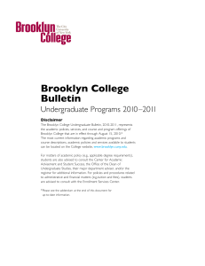 Undergraduate Bulletin 2010–2011 - Brooklyn College