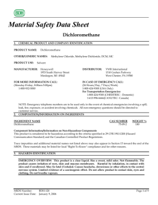 Material Safety Data Sheet Dichloromethane