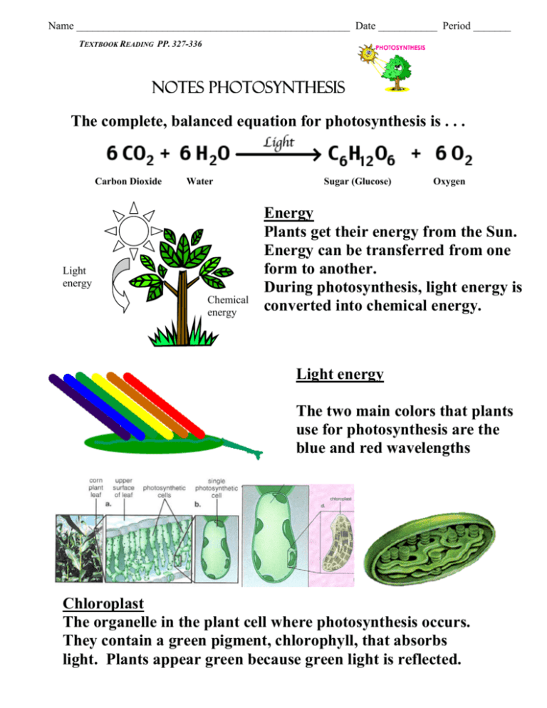a short note on photosynthesis