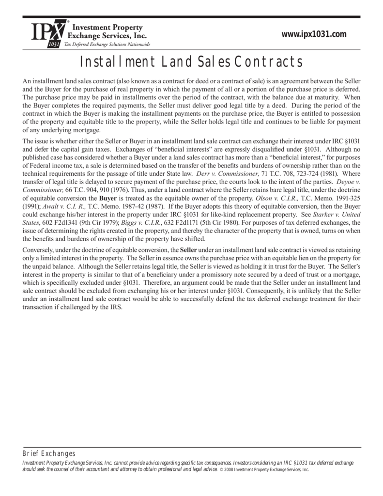 Installment Land Sales Contracts