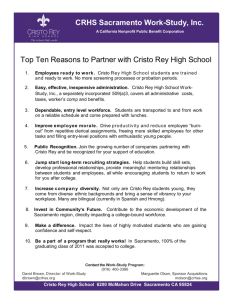 CRHS Sacramento Work-Study, Inc. Top Ten Reasons to Partner