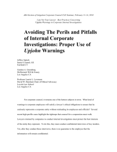 Avoiding The Perils and Pitfalls of Internal Corporate Investigations