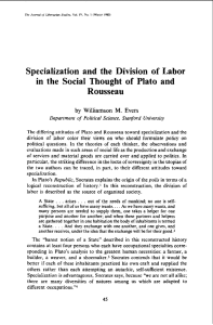 Specialization and the Division of Labor in the Social Thought of