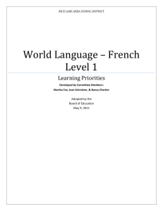 French 1 Curriculum - Rice Lake Area School District