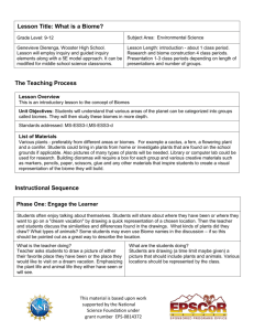 Lesson Title: What is a Biome? The Teaching Process Instructional