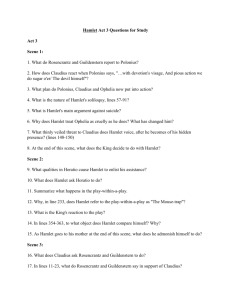 Hamlet Act 3 Questions for Study Act 3