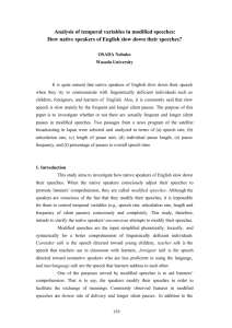 Analysis of temporal variables in modified speeches