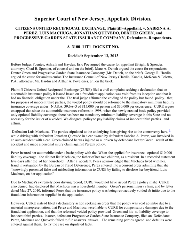 Citizens United Reciprocal Exchange v. Perez