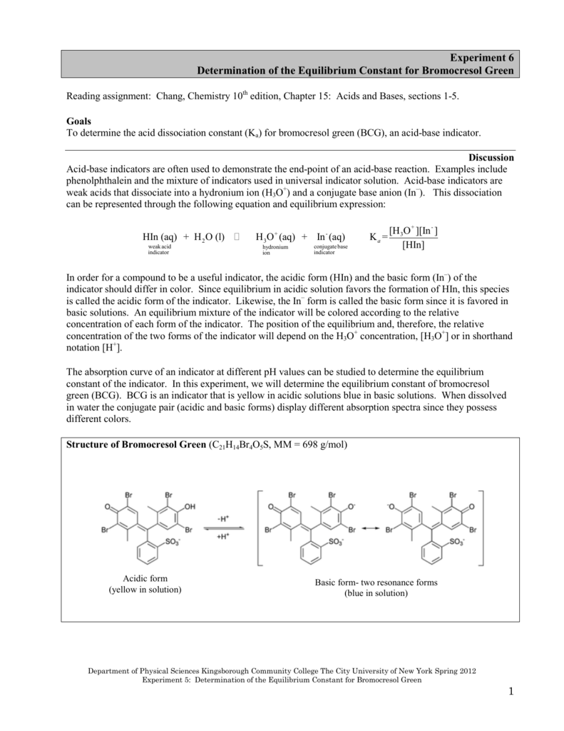 Determination Of Pka Of Bromocresol Green 95+ Pages Explanation [1.7mb] - Latest Update 