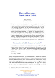 Human Beings as Creatures of Habit
