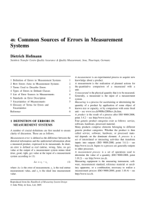 Common Sources of Errors in Measurement Systems